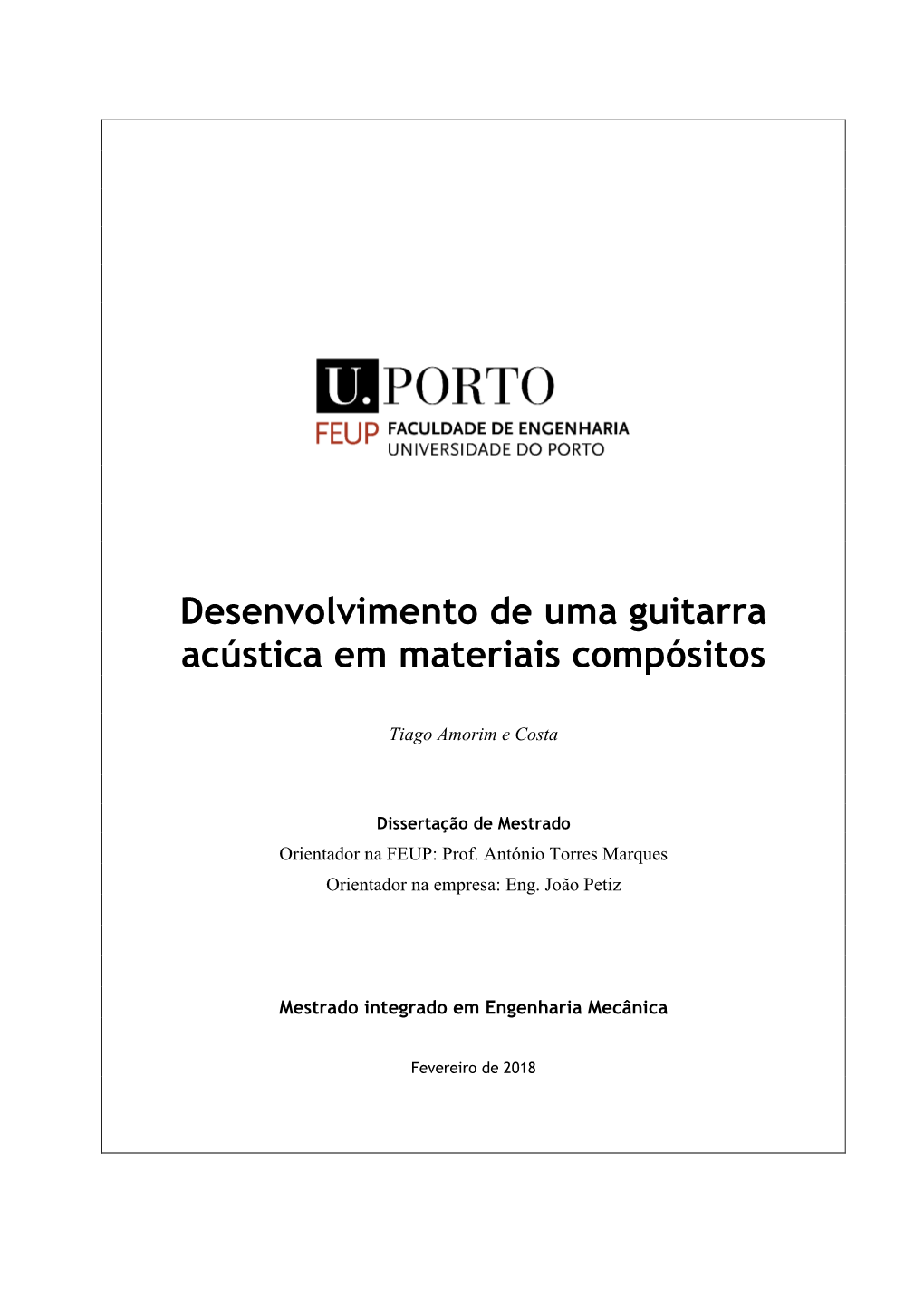 Desenvolvimento De Uma Guitarra Acústica Em Materiais Compósitos