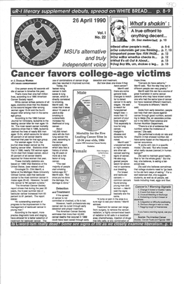 Cancer Favors College-Age Victims by J