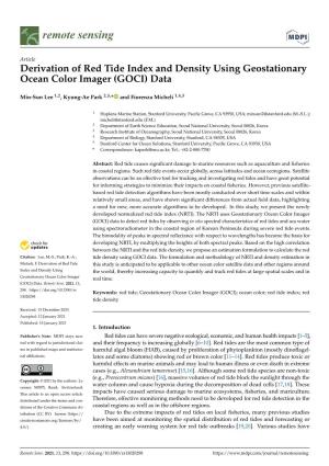 Derivation of Red Tide Index and Density Using Geostationary Ocean Color Imager (GOCI) Data