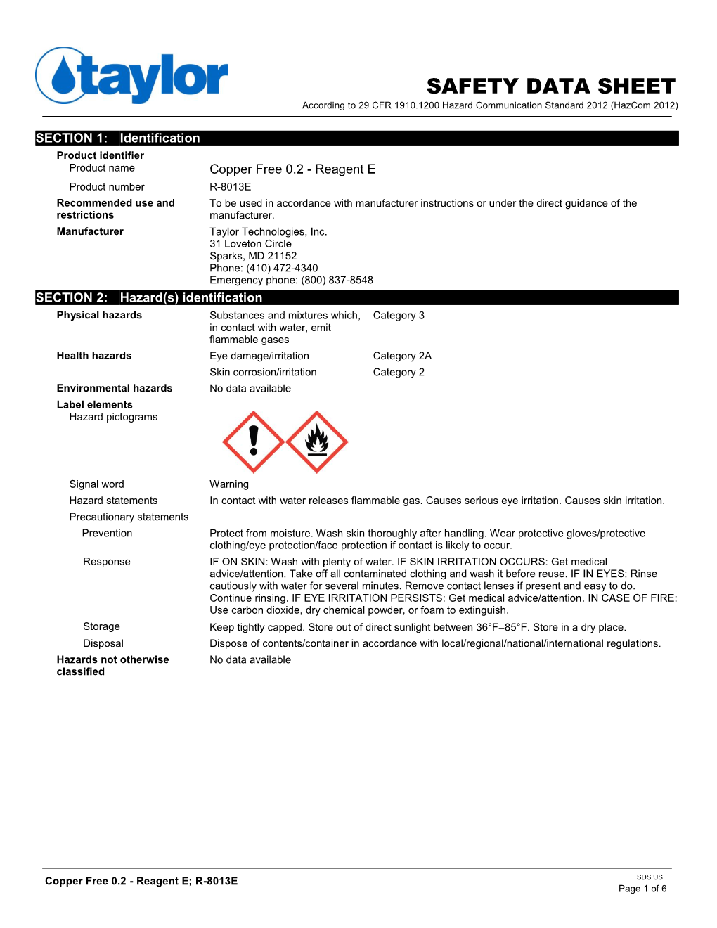 8013E Recommended Use and to Be Used in Accordance with Manufacturer Instructions Or Under the Direct Guidance of the Restrictions Manufacturer