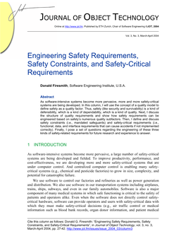Engineering Safety Requirements, Safety Constraints, and Safety-Critical Requirements