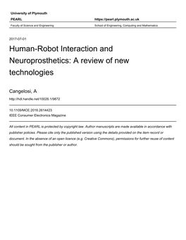 New Technologies for Human Robot Interaction and Neuroprosthetics