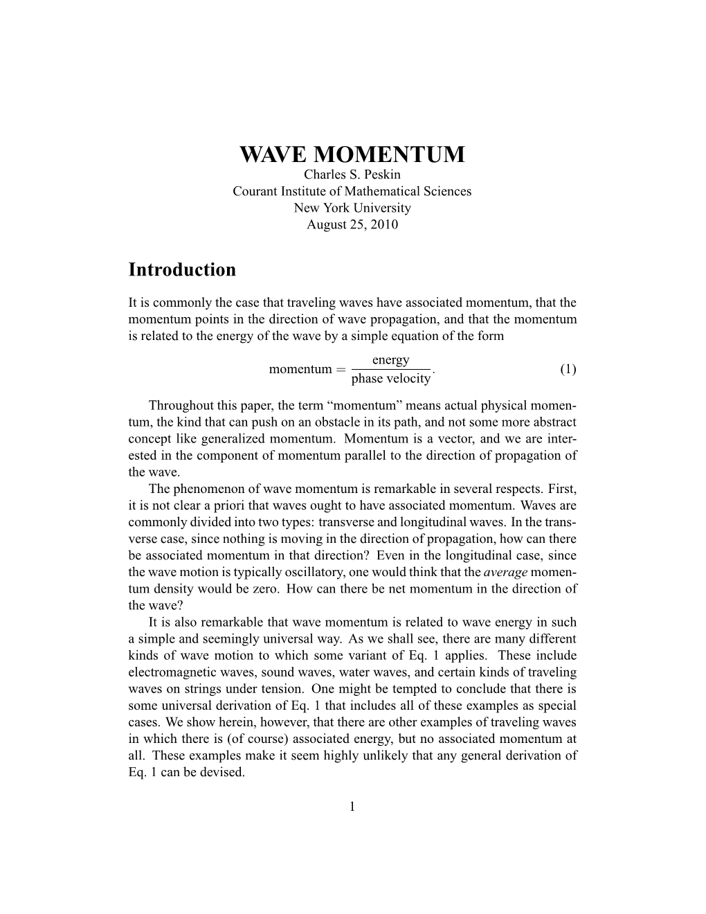 WAVE MOMENTUM Charles S