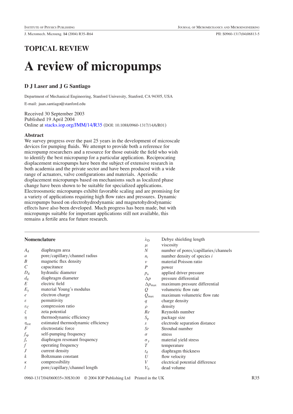 A Review of Micropumps