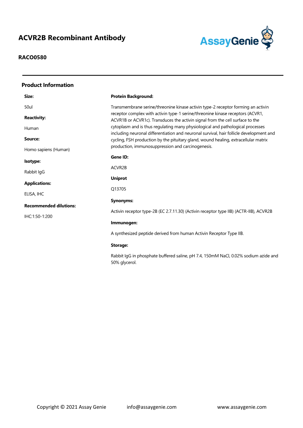 ACVR2B Recombinant Antibody