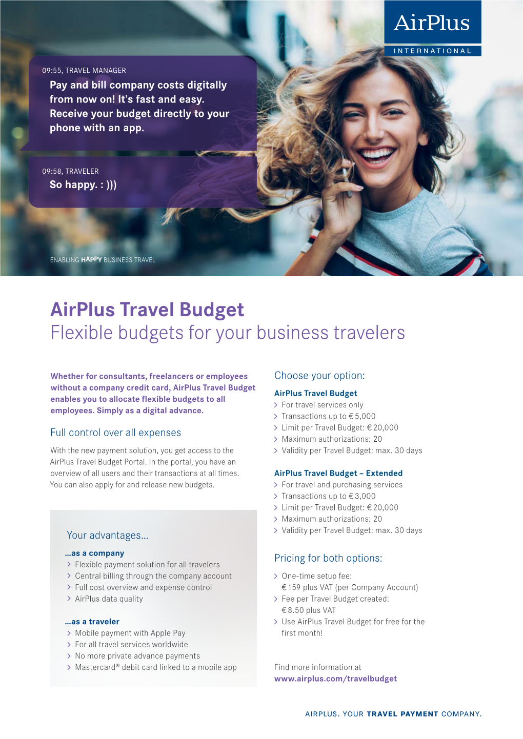 Airplus Travel Budget Flexible Budgets for Your Business Travelers