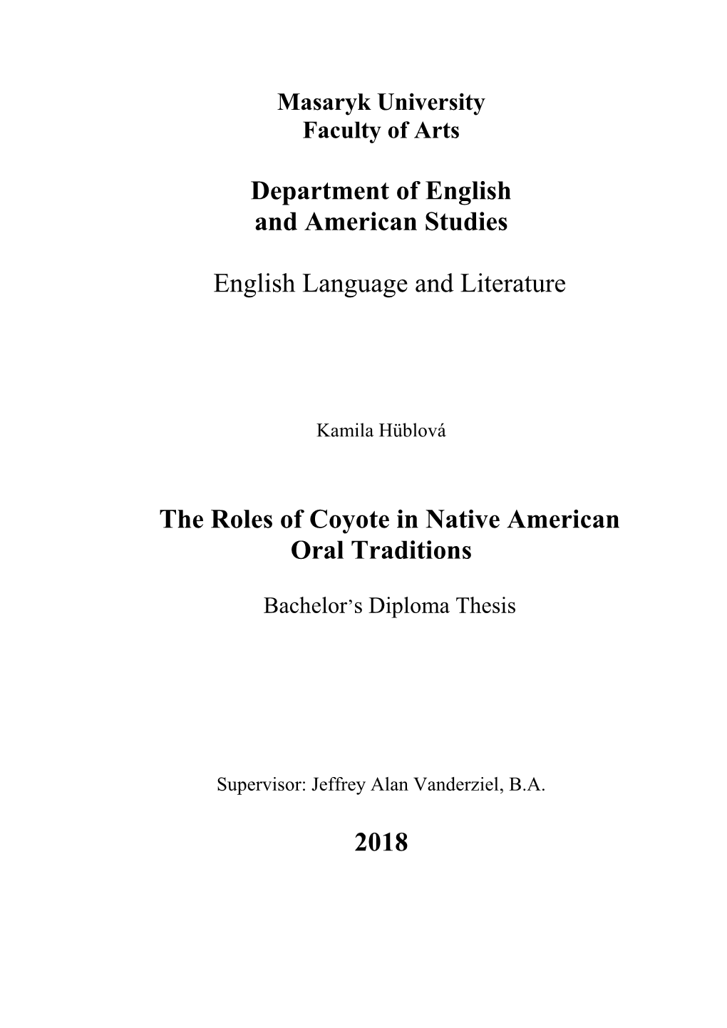 The Roles of Coyote in Native American Oral Traditions