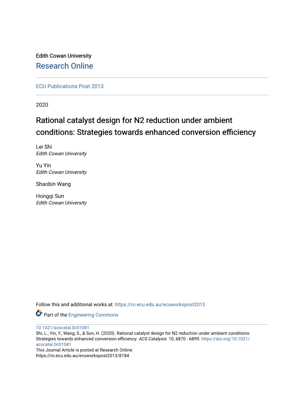 Rational Catalyst Design for N2 Reduction Under Ambient Conditions: Strategies Towards Enhanced Conversion Efficiency