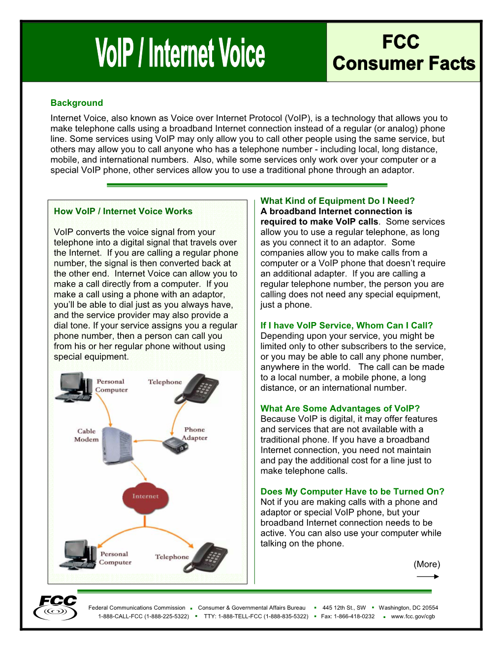 How Voip / Internet Voice Works Voip Converts the Voice Signal from Your Telephone Into a Digital Signal That Travels Over the I