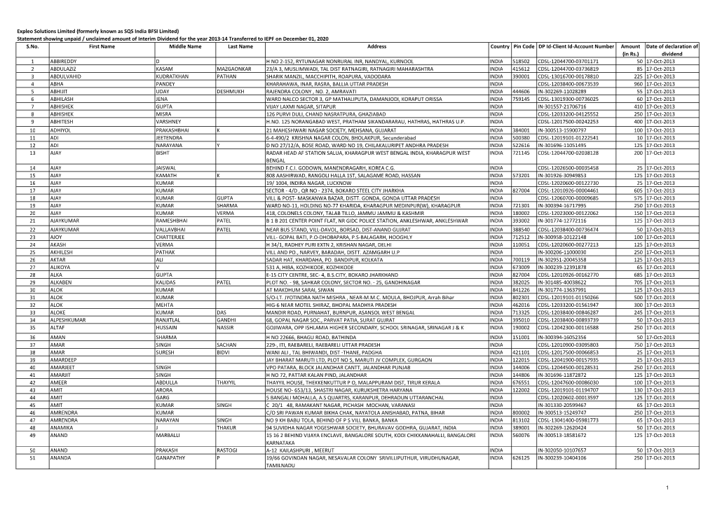 Interim Dividend 2013-14