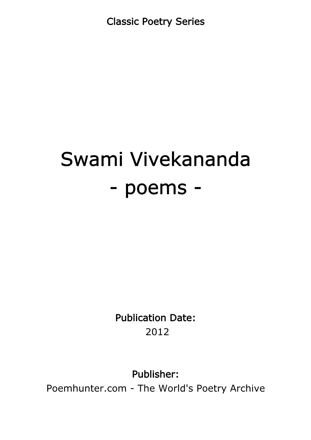 Swami Vivekananda - Poems