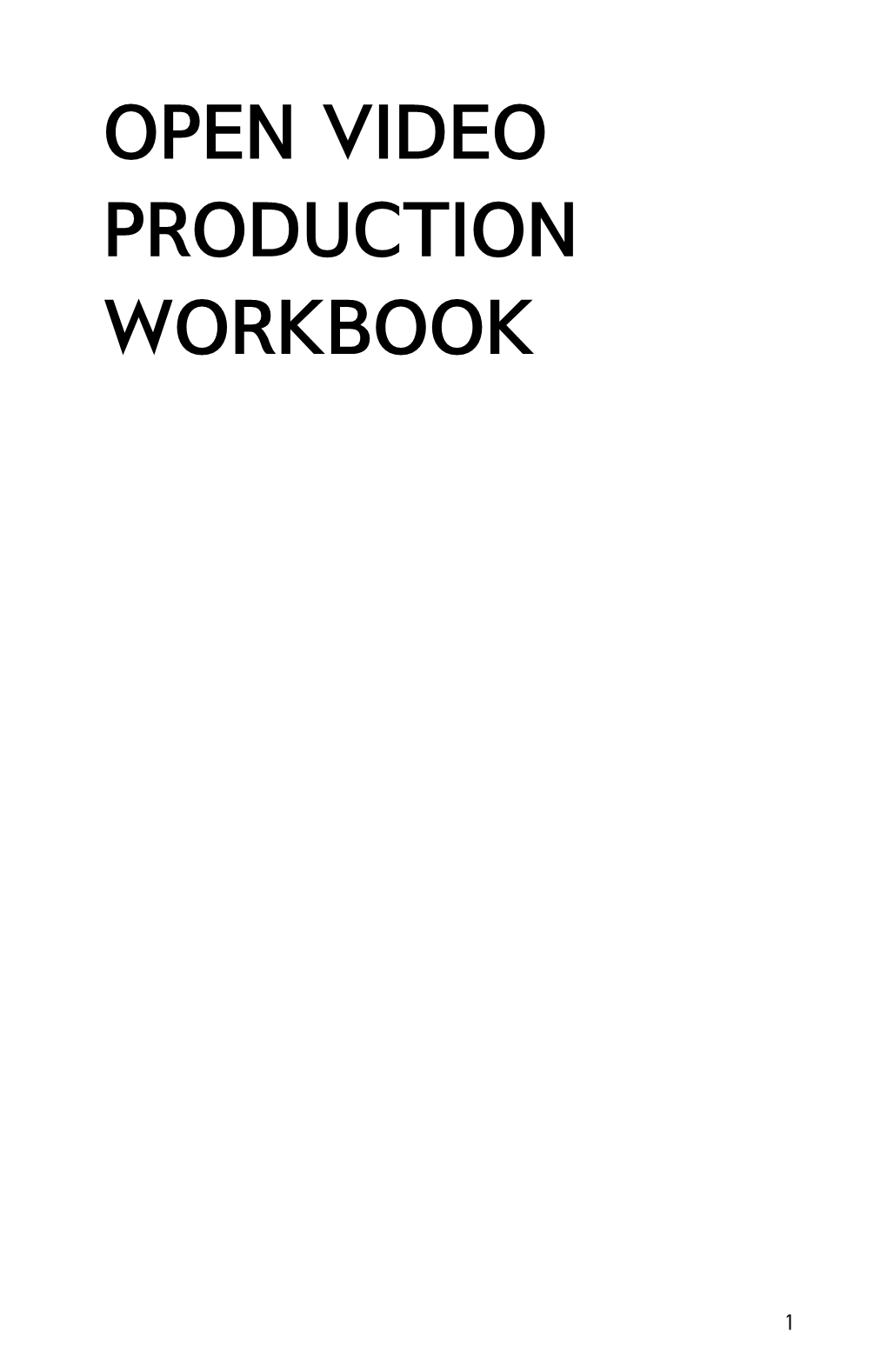 Open Video Production Workbook