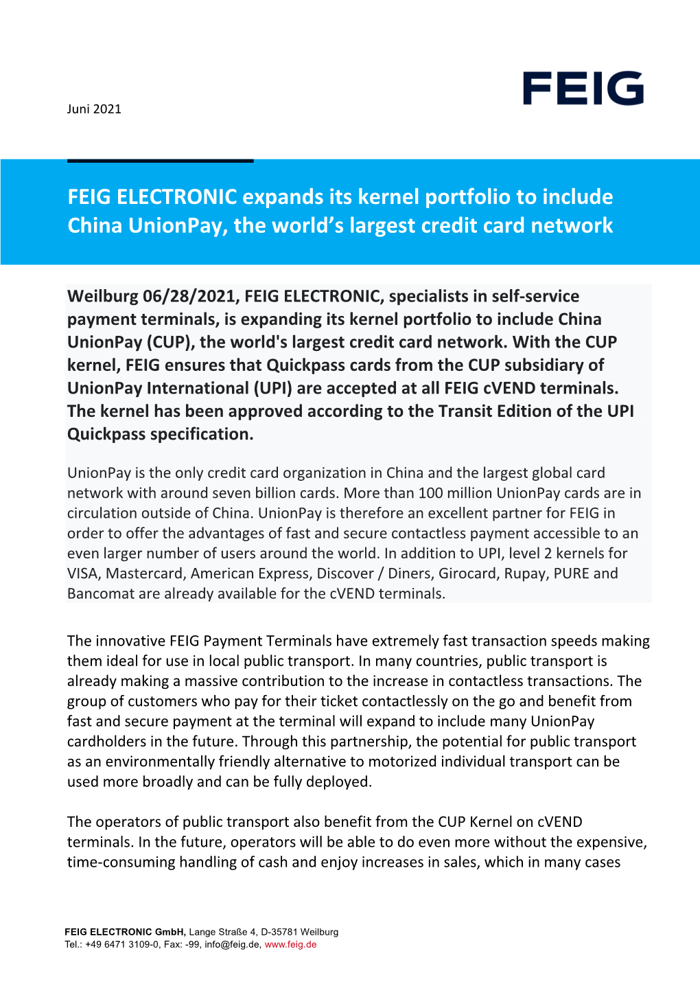 2021-06-28 FEIG Expands Kernel Portfolio to Include