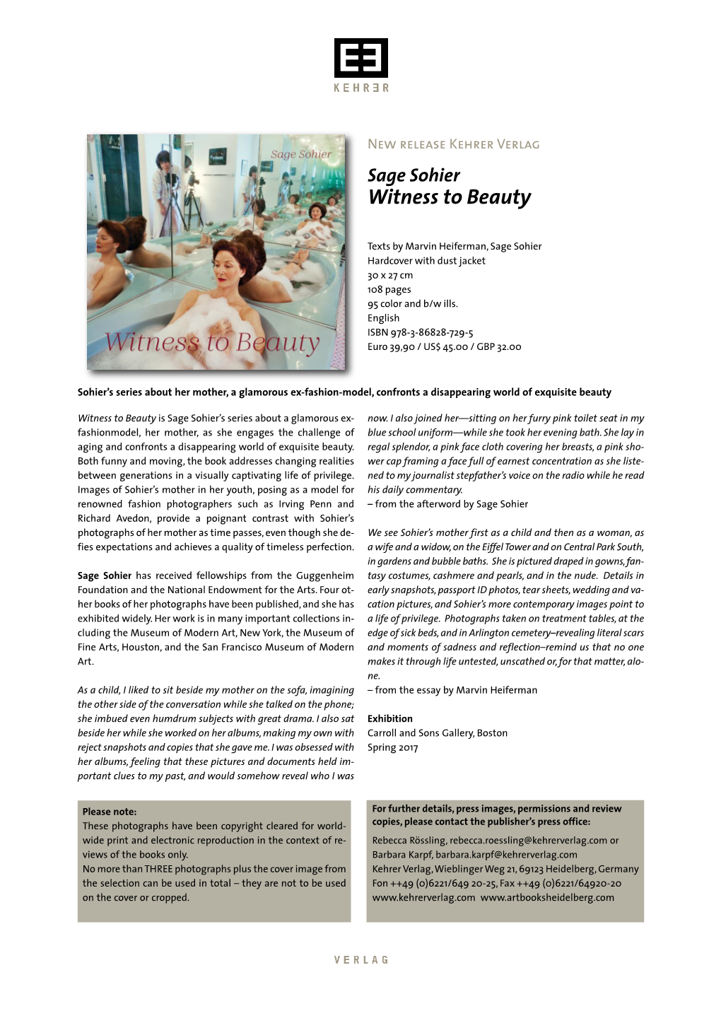 Press Kit Sage Sohier Witness to Beauty