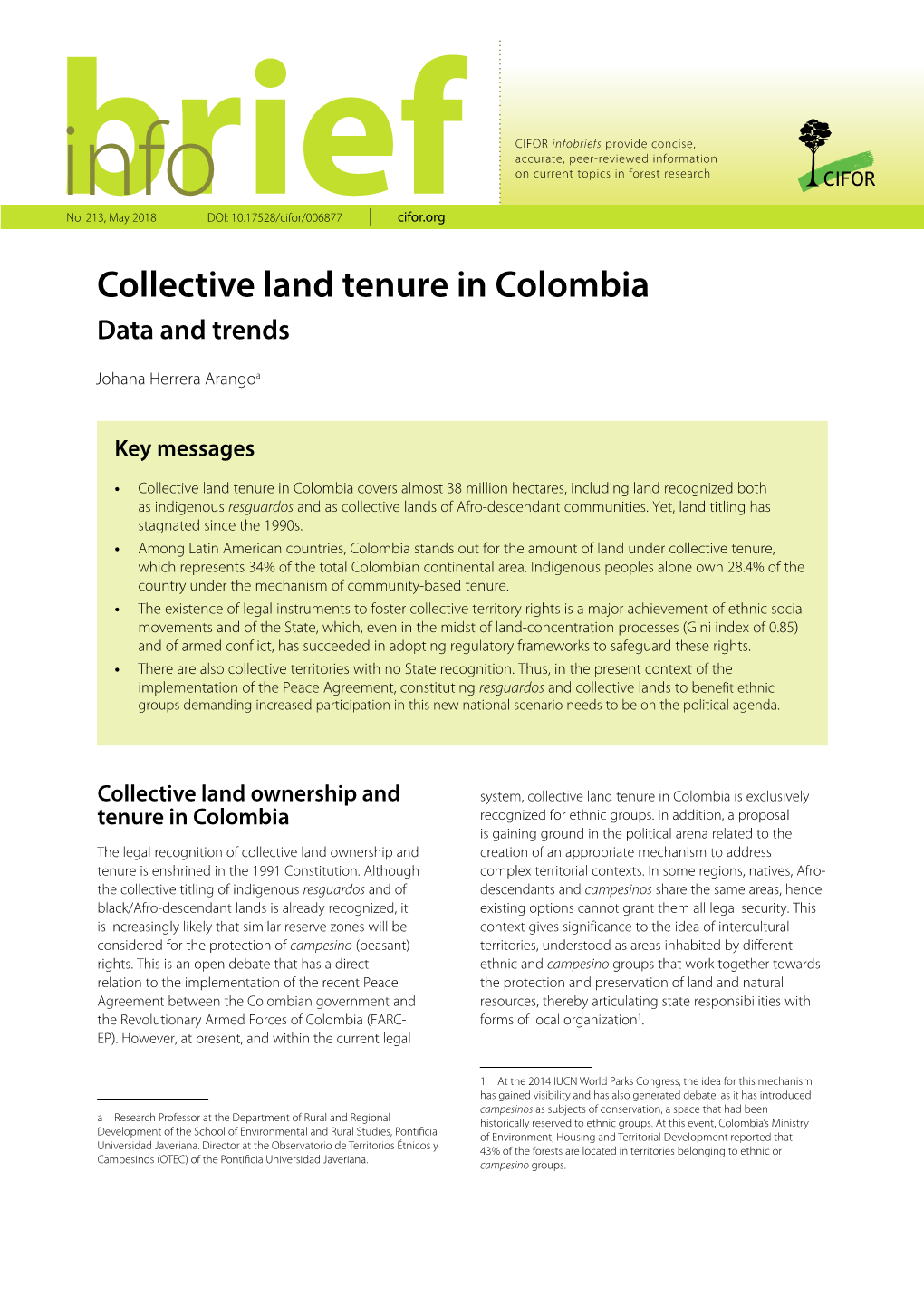 Collective Land Tenure in Colombia Data and Trends