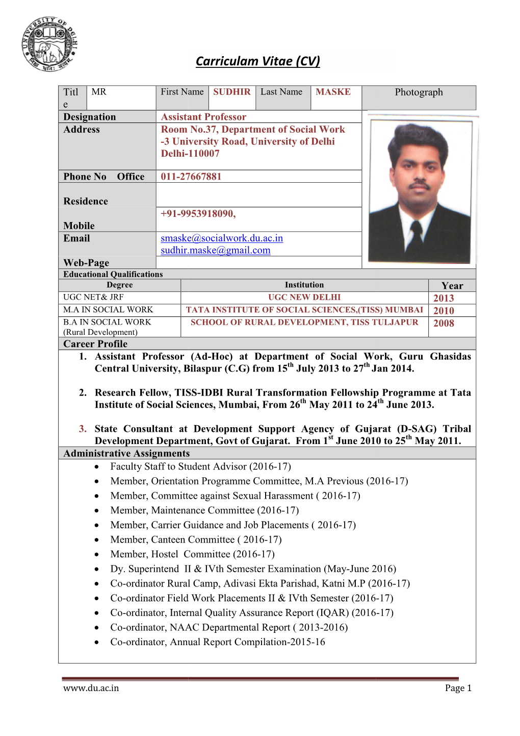 Carriculam Vitae (CV)