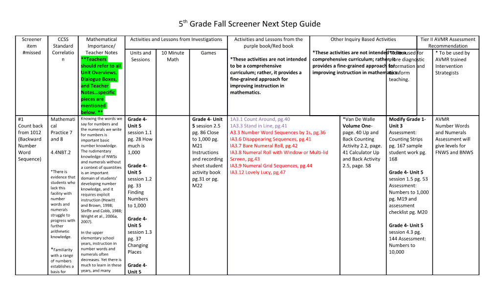 Screener 5Th Next Step