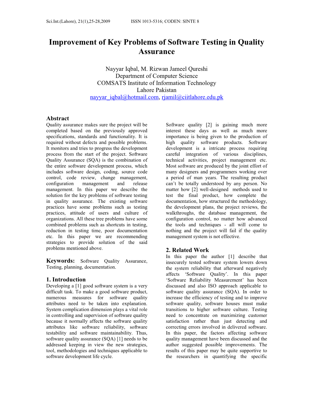 Improvement of Key Problems of Software Testing in Quality Assurance