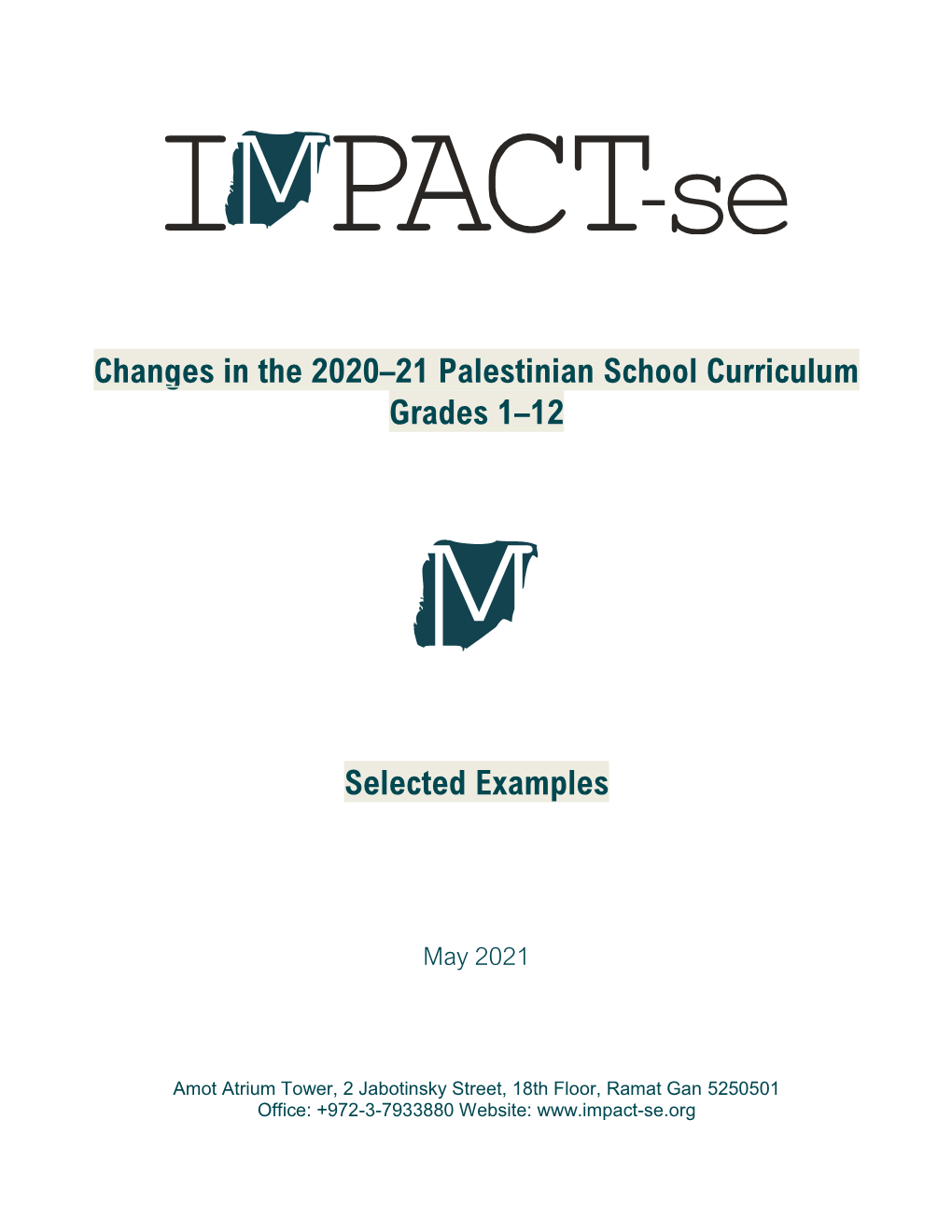 Changes in the 2020–21 Palestinian School Curriculum Grades 1–12