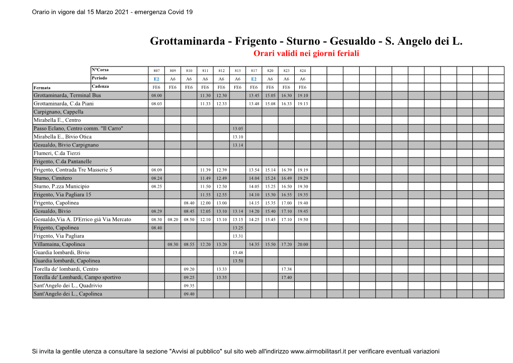 Grottaminarda - Frigento - Sturno - Gesualdo - S