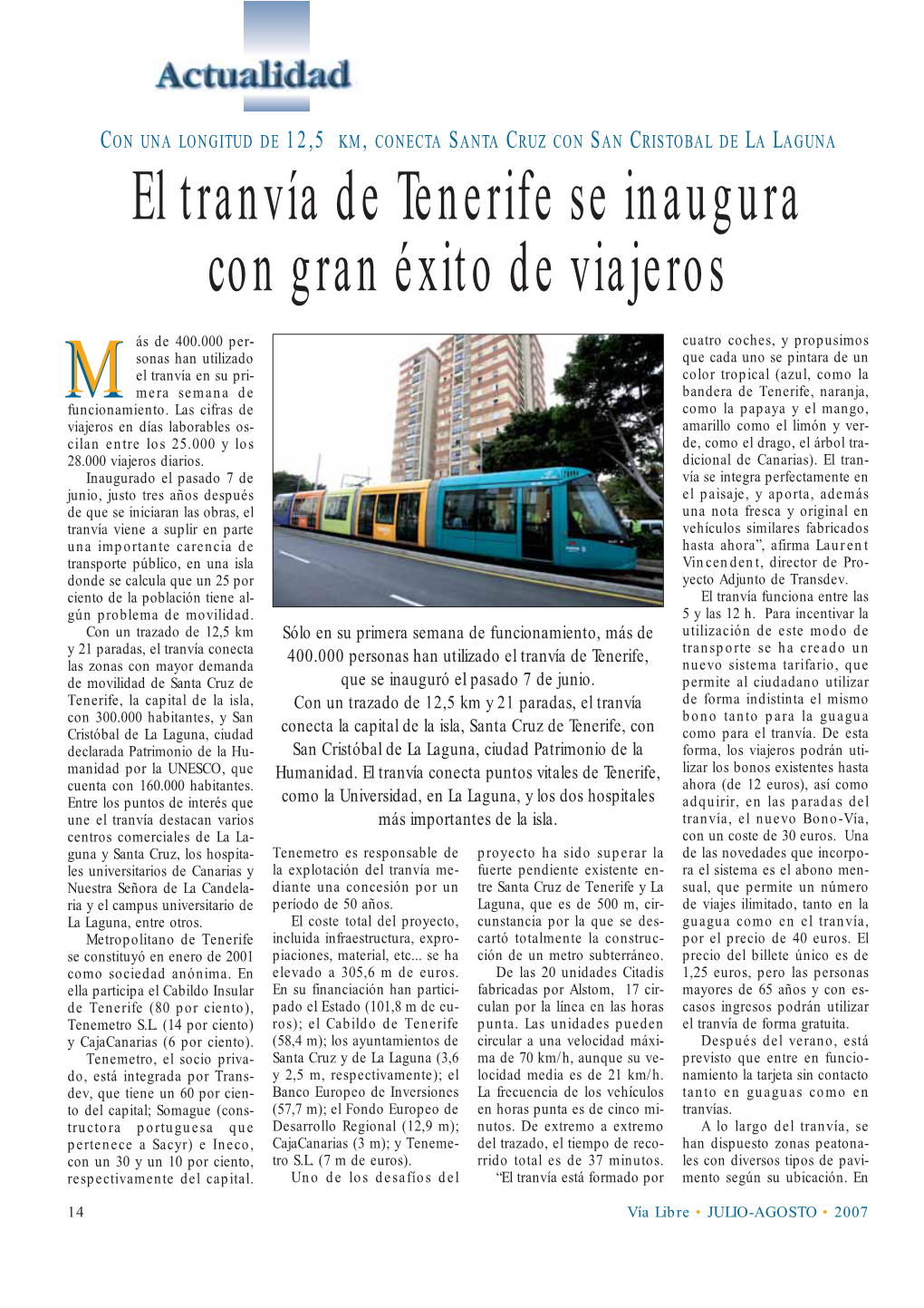 El Tranvía De Tenerife Se Inaugura Con Gran Éxito De Viajeros