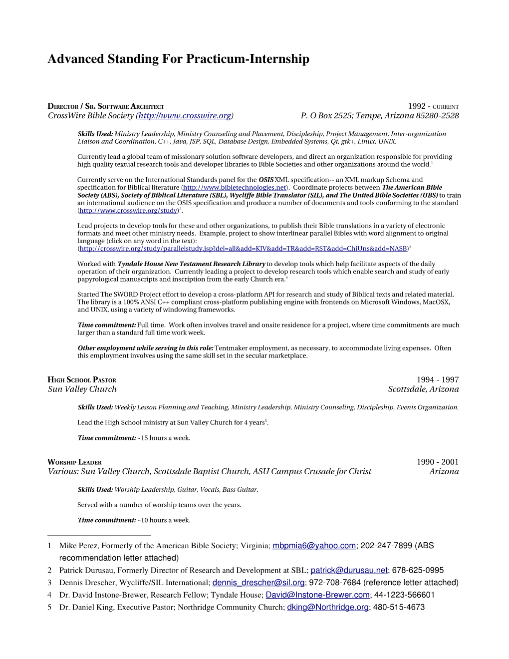 Advanced Standing for Practicuminternship