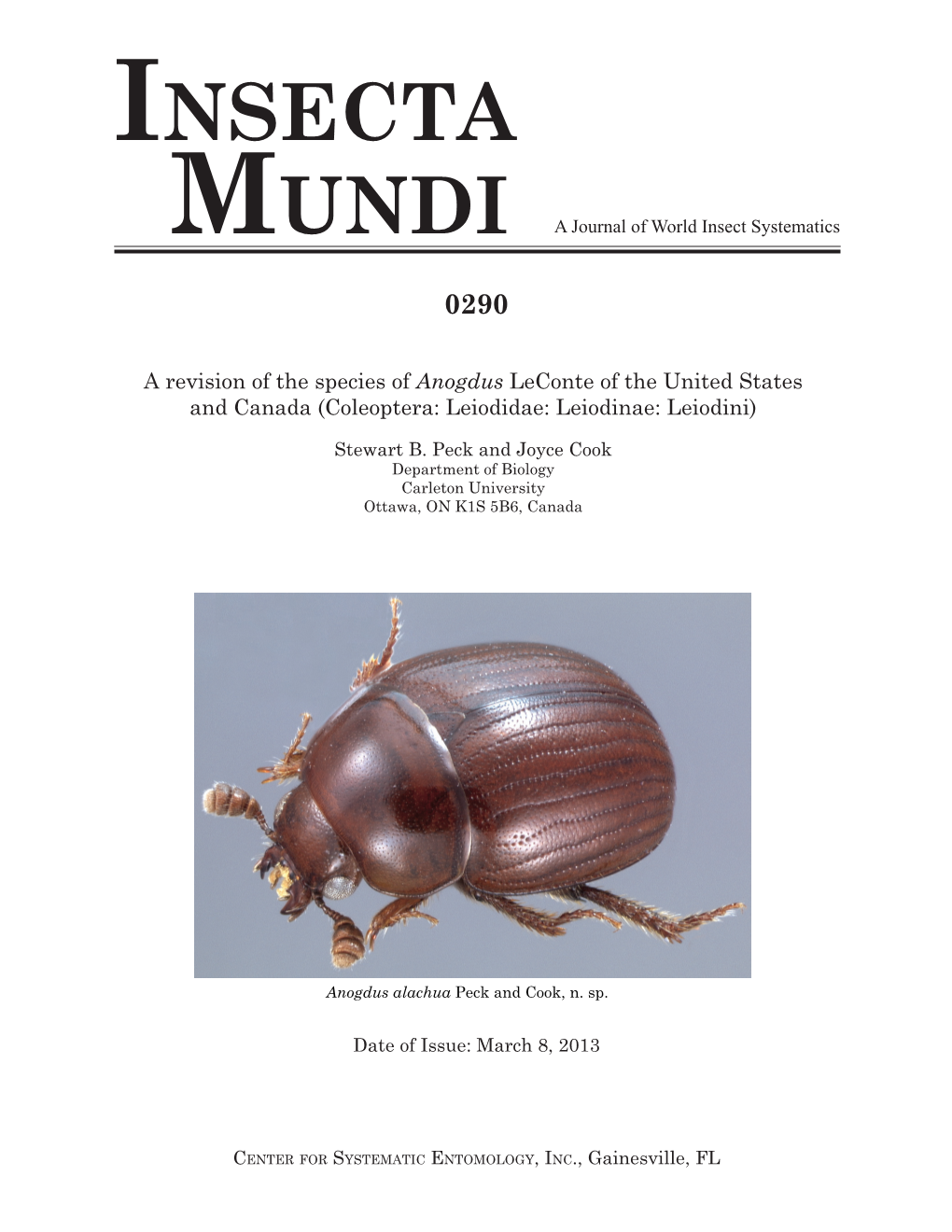 A Revision of the Species of Anogdus Leconte of the United States and Canada (Coleoptera: Leiodidae: Leiodinae: Leiodini)