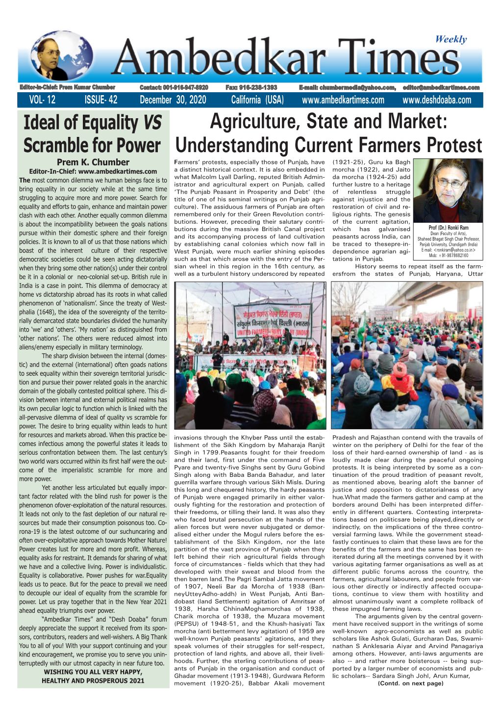 Agriculture, State and Market: Understanding Current Farmers Protest (Continue from Page 1) Tion System Will Also Cease to Exist