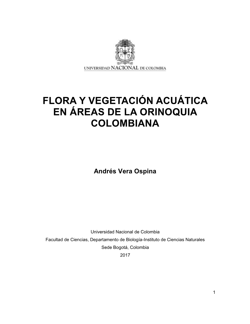 Flora Y Vegetación Acuática En Áreas De La Orinoquia Colombiana