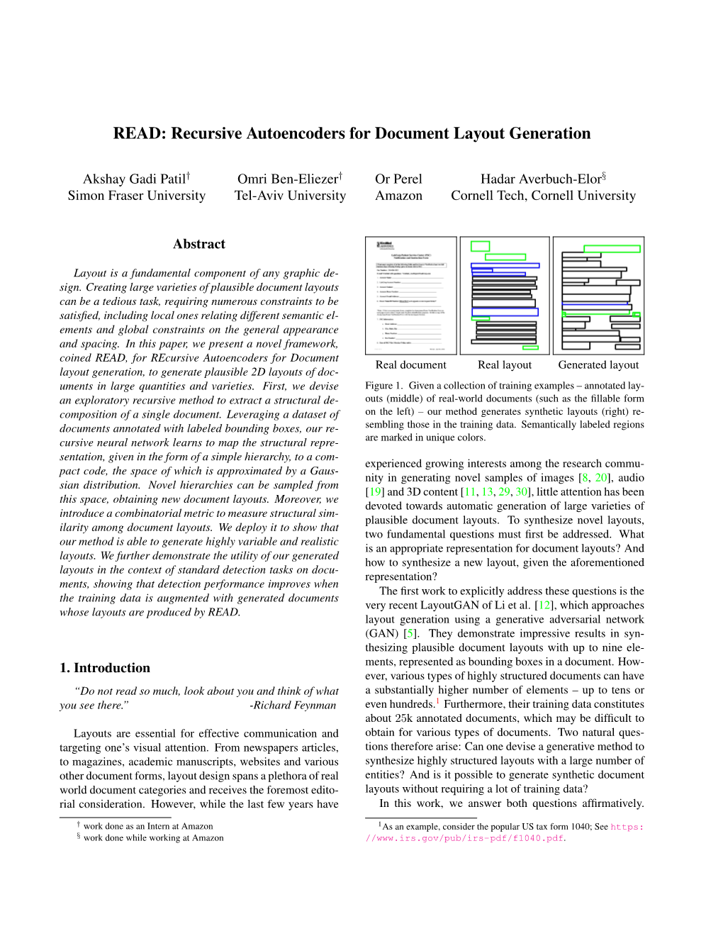 READ: Recursive Autoencoders for Document Layout Generation