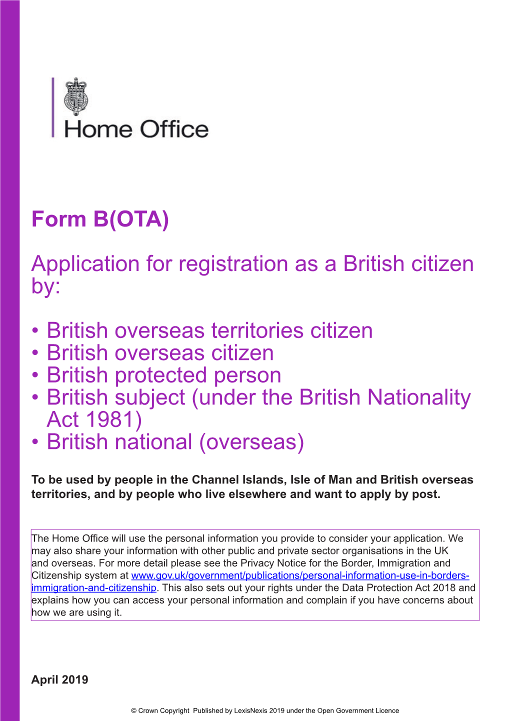 British Overseas Territories Citizen, British Overseas