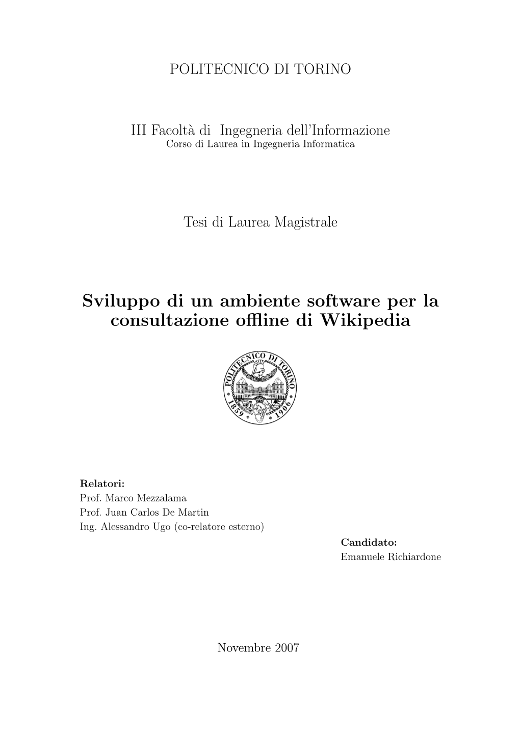 Sviluppo Di Un Ambiente Software Per La Consultazione Offline Di