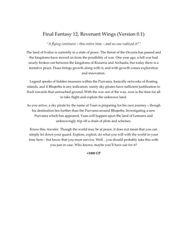 Final Fantasy 12, Revenant Wings (Version 0.1)
