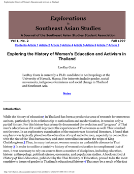Exploring the History of Women's Education and Activism in Thailand