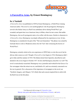 A Farewell to Arms, by Ernest Hemingway