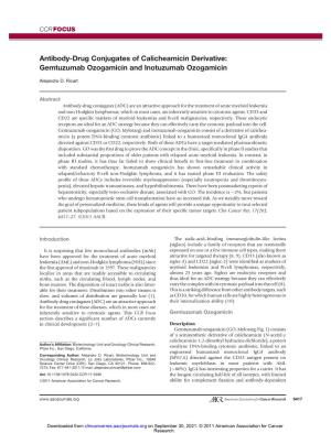 Antibody-Drug Conjugates of Calicheamicin Derivative: Gemtuzumab Ozogamicin and Inotuzumab Ozogamicin