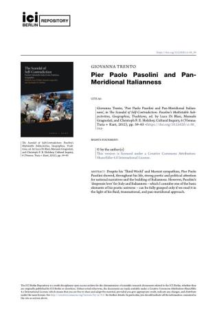 Pier Paolo Pasolini and Pan-Meridional Italianness
