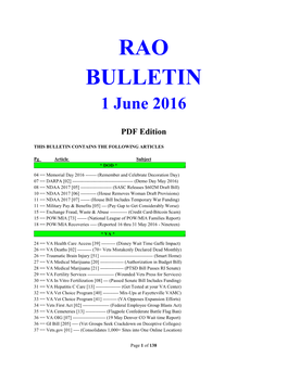 RAO BULLETIN 1 June 2016
