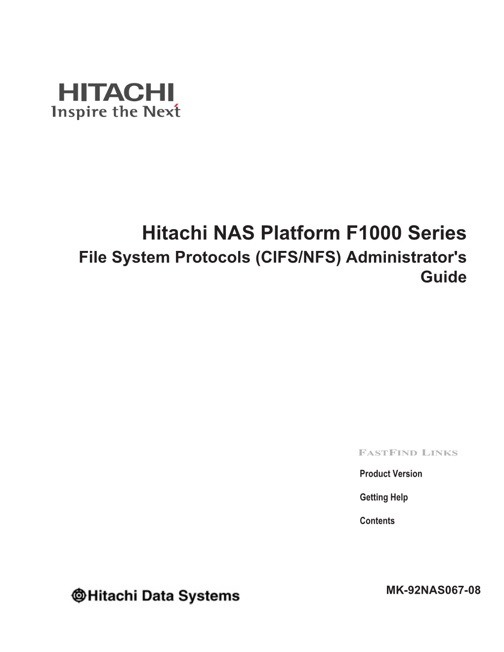 Hitachi NAS Platform F1000 Series File System Protocols (CIFS/NFS) Administrator's Guide