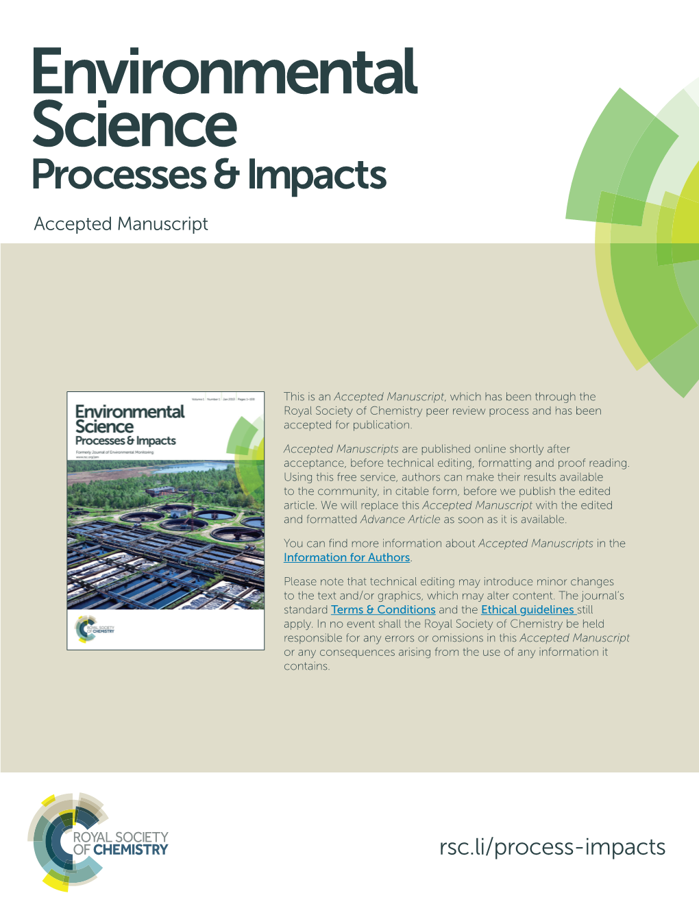 Environmental Science Processes & Impacts Accepted Manuscript