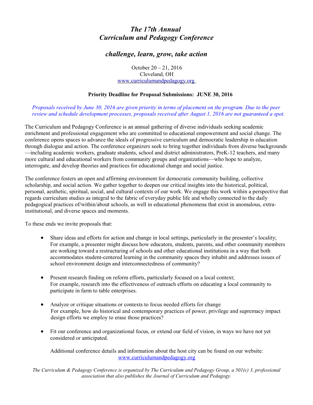 Curriculum and Pedagogy Conference s1