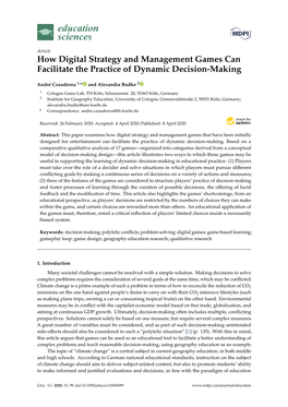 How Digital Strategy and Management Games Can Facilitate the Practice of Dynamic Decision-Making