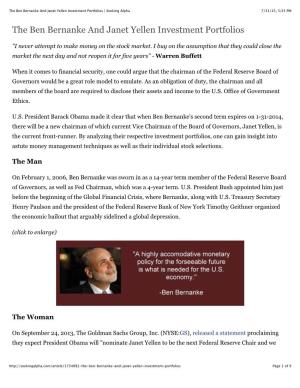 The Ben Bernanke and Janet Yellen Investment Portfolios | Seeking Alpha 7/31/15, 5:33 PM