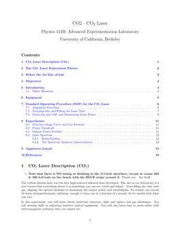 CO2 - CO2 Laser Physics 111B: Advanced Experimentation Laboratory University of California, Berkeley