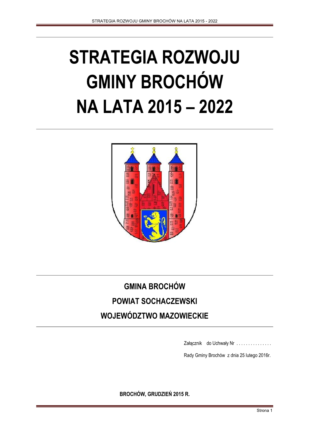 Strategia Rozwoju Gminy Brochów Na Lata 2015 – 2022