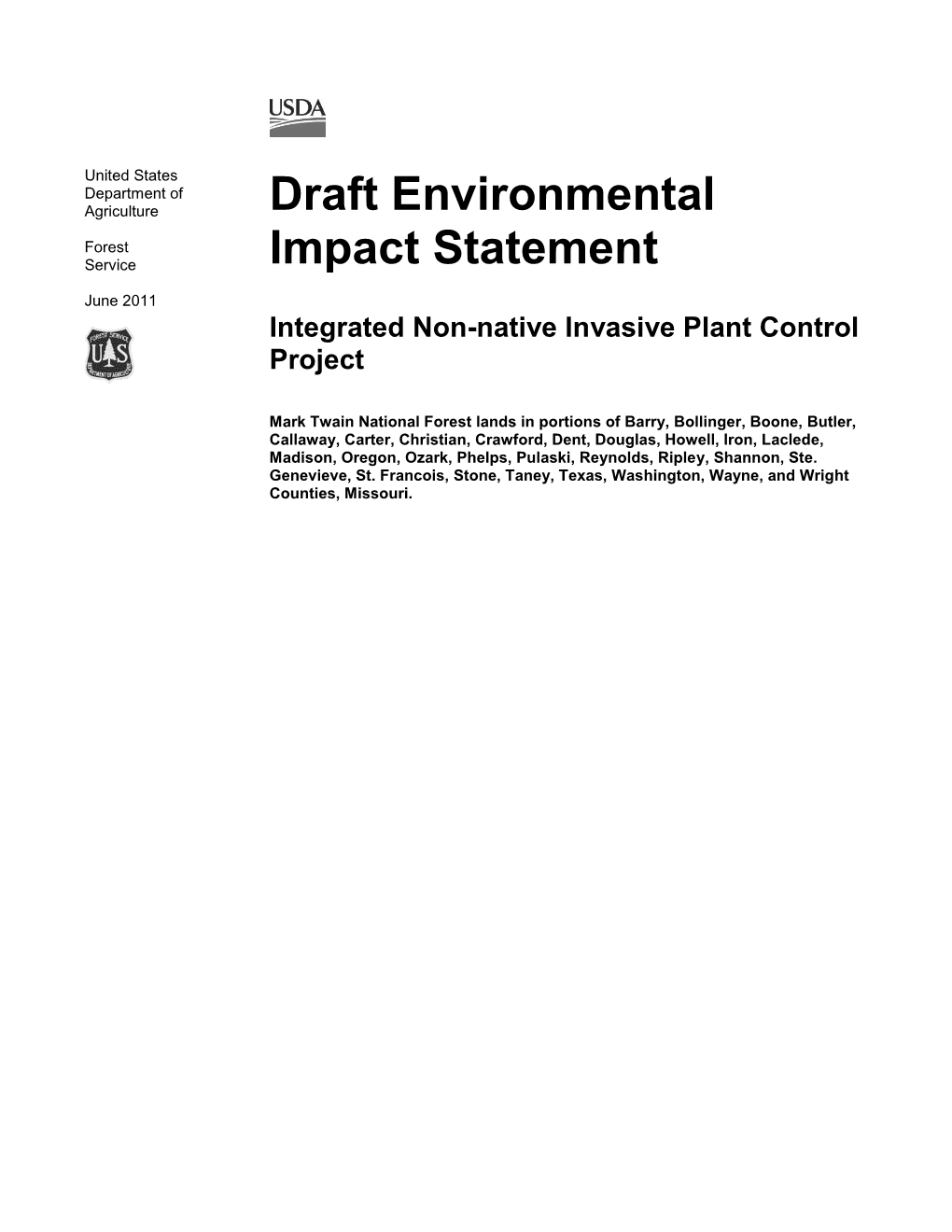 Draft Environmental Impact Statement Integrated Non-Native Invasive Plant Control