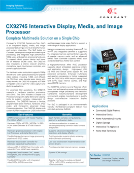 CX92745 Interactive Display, Media, and Image Processor Complete Multimedia Solution on a Single Chip