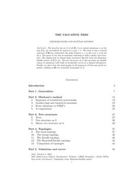 THE VALUATIVE TREE Contents Introduction 3 Part 1. Generalities 7