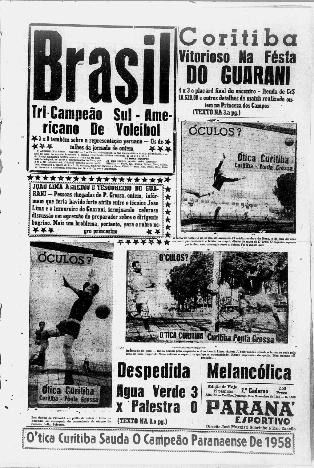 ^«^»W»»»»W Tica Curitiba Saúda O Campeão Paranaense De 1958