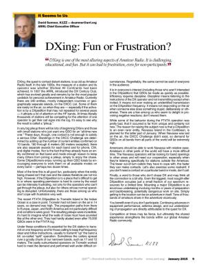 Dxing: Fun Or Frustration? “Dxing Is One of the Most Alluring Aspects of Amateur Radio